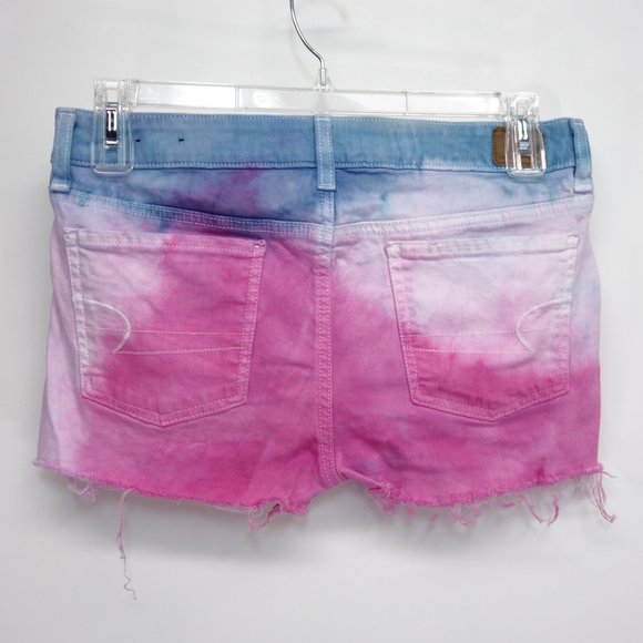 Upcycled AEO Womens Tie Dye Raw Hem Shorts - 12 - Picture 2 of 11